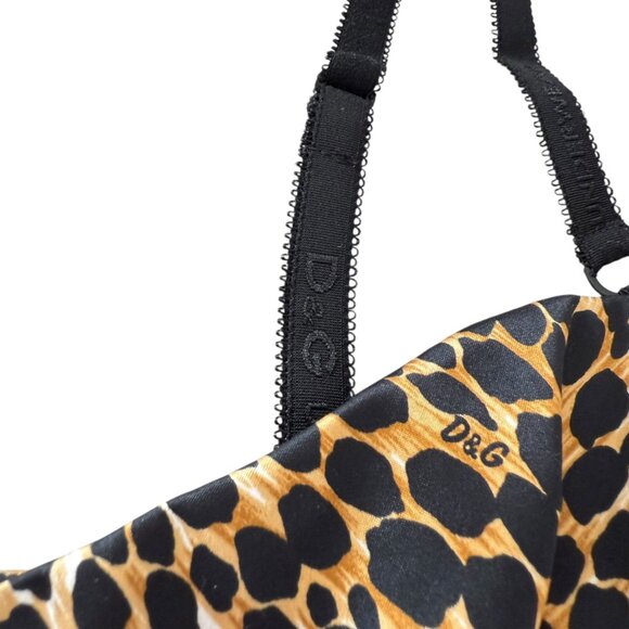 Dolce Gabbana Camisole Pyjama top leopard print VTG Lace detail Small slit - Picture 14 of 15